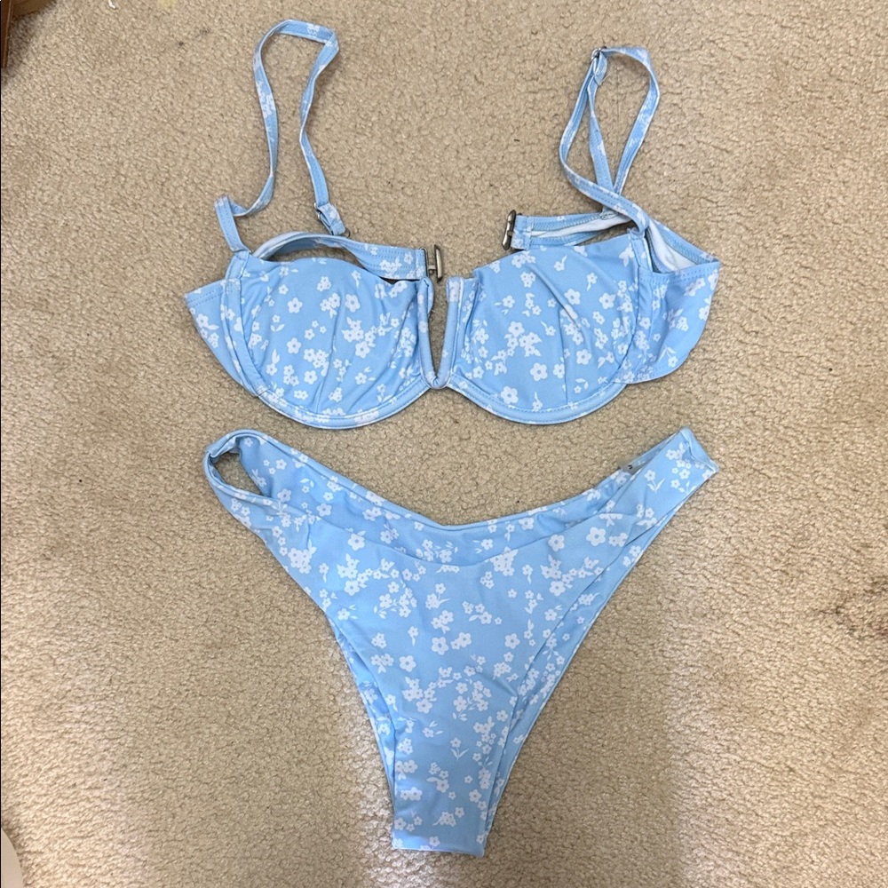Amazon Light Blue Floral Bikini Set
